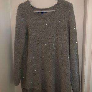Juniors grey and sequence sweater